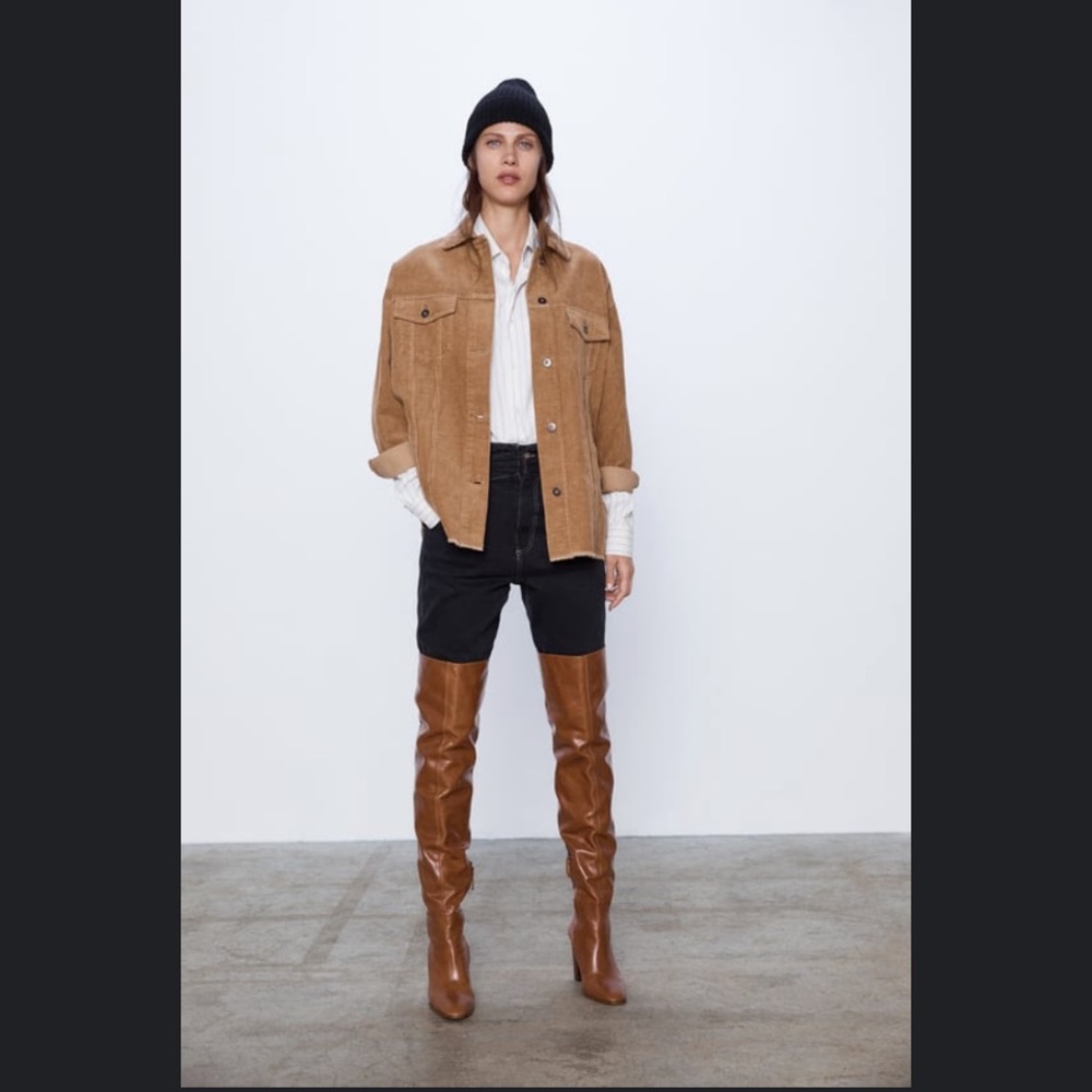 Brown, tan OVERSIZED CORDUROY OVERSHIRT WITH
POCKETS